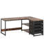 Bureau d'ordinateur en L avec tiroirs et tablettes de rangement, poste de travail de coin réversible, bureau d'écriture pour bureau à domicile avec classeurs, design industriel