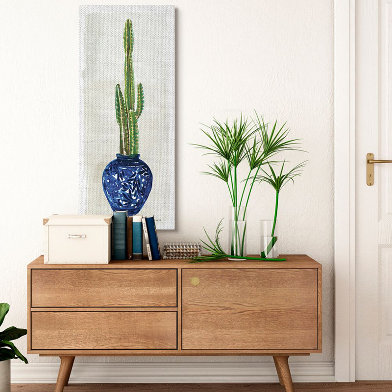 «Succulent Still Life Tall Prickly Cactus» par Stellar Design Studio - impression d'art graphique, Toile tendue