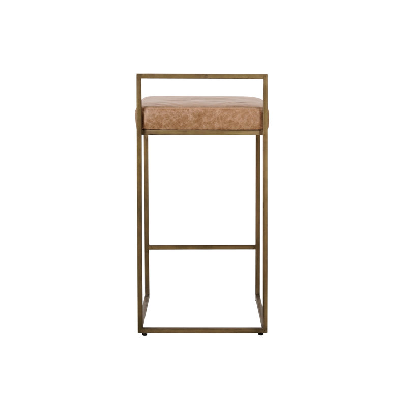 Rumiya 26" Counter Stool, Brass, Chestnut Brown