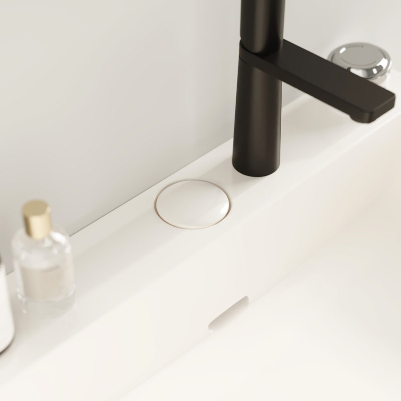 Meuble-lavabo de salle de bain avec lavabo en céramique haute performance, console autoportante de 24 po, lavabo rectangulaire blanc brillant, pied en métal noir ouvert, lavabo intégré avec tablette de rangement en fer,
