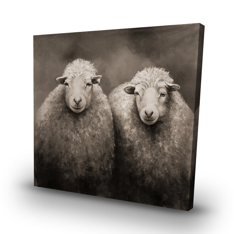 Sheep sepia - 32"x32" art on canvas