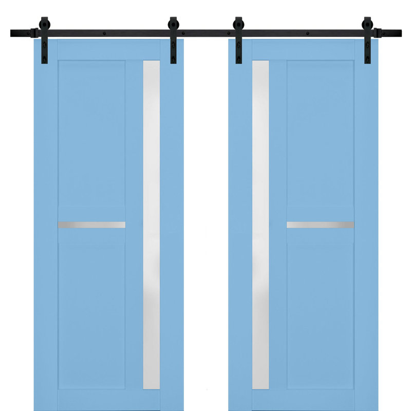 Portes de grange en bois givré Veregio, 36 po x 80 po, Aigue-marine