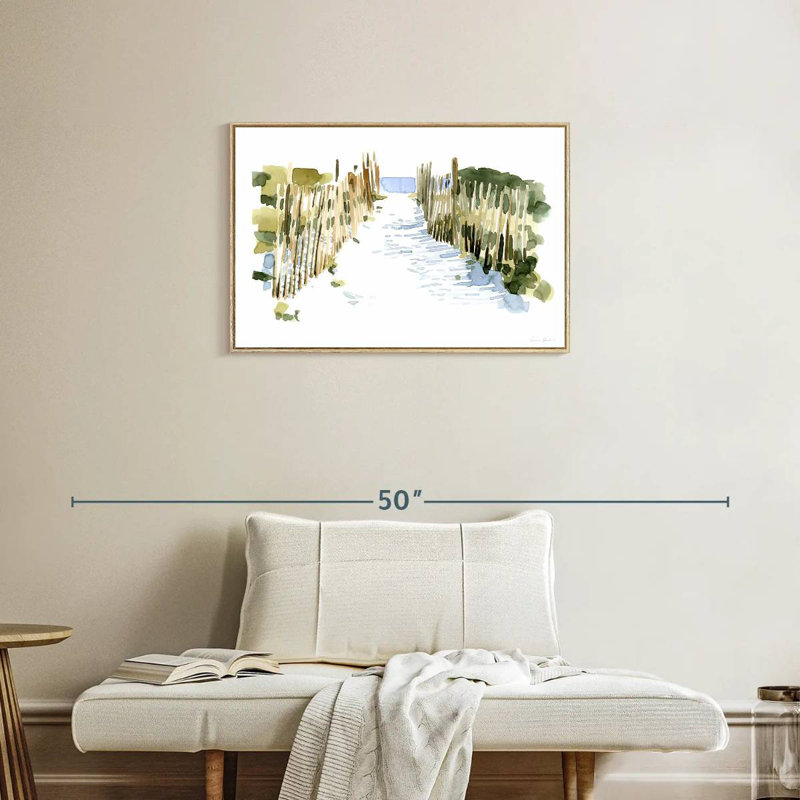 Impressions de plage I, Cadre flottant en bois naturel, 31 po x 21 po