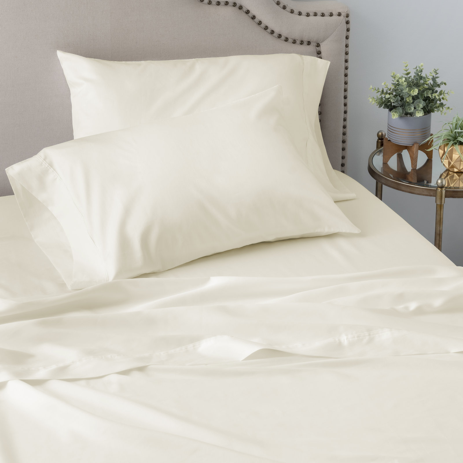 Jasmin Cotton Blend Sheet Set, Queen, Flint Blue