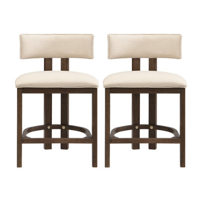 Dominguez 26'' Seat Height Contemporary Rubberwood Upholstered Counter Stools With Supportive Comfort