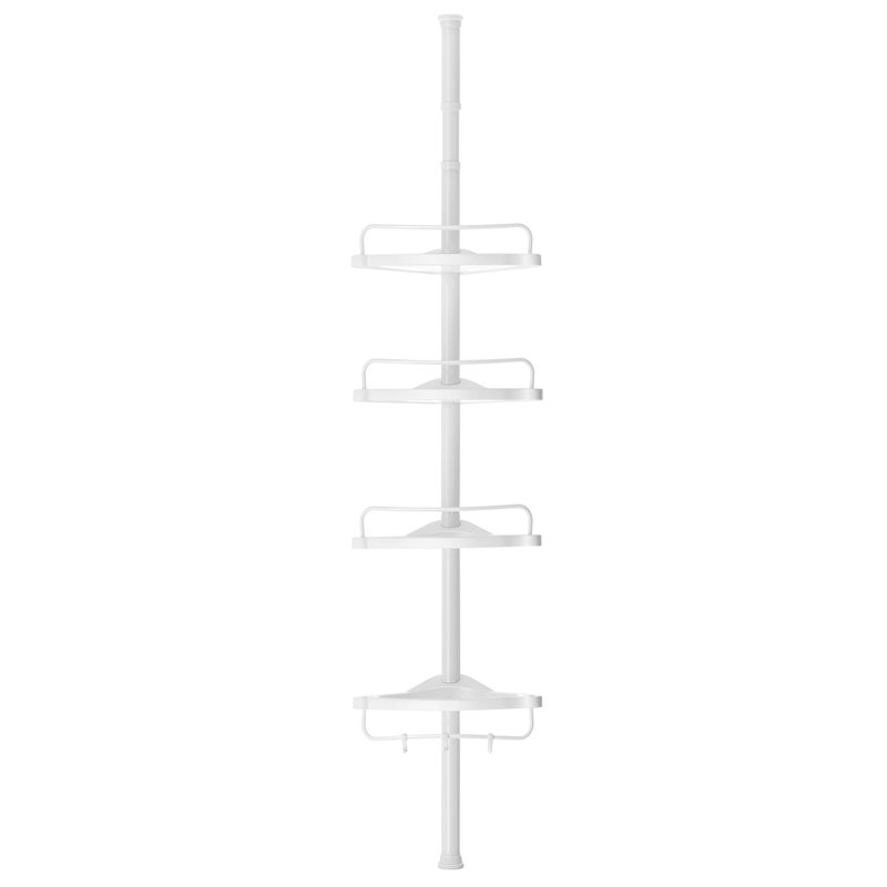 Adjustable 4 Tier Shower Corner Shelf 85 305 cm Bathroom Shower Caddy Organiser, White