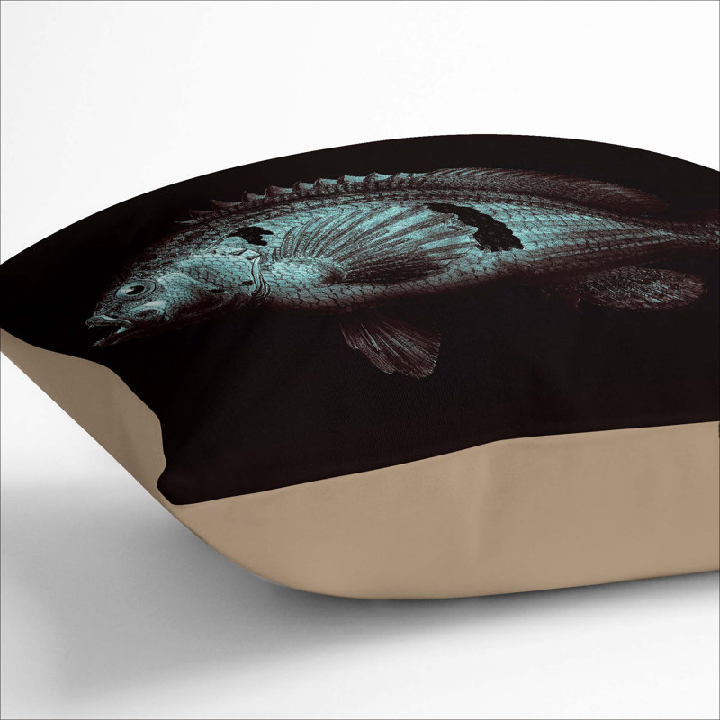 A Blue Fish Square Throw Cushion, Stone, 40 x 40 cm