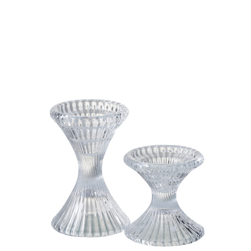 Glass Tabletop Candlestick, 15.5cm H x 10cm W x 10cm D