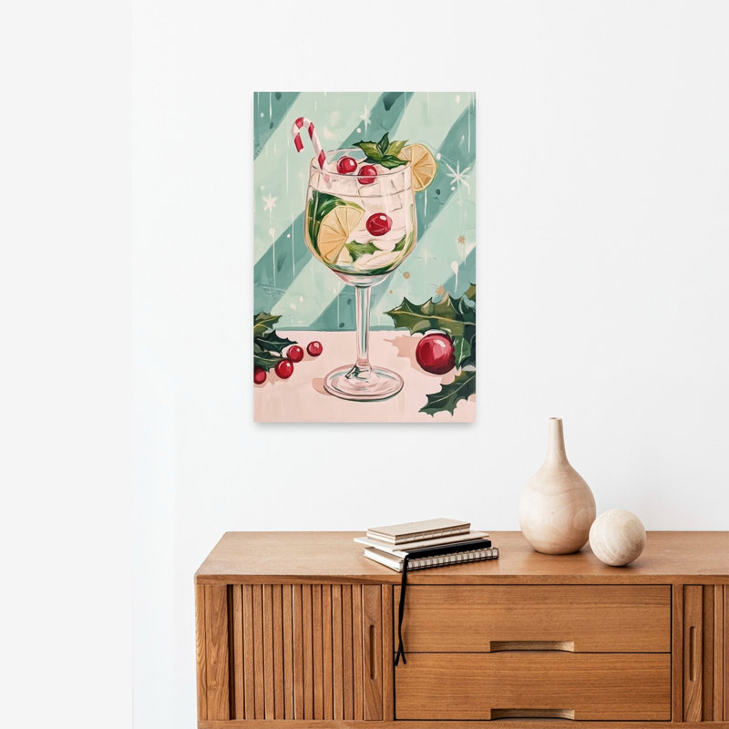 «Festive Christmas Drink Contemporary Winter», reproduction d'art mural, 24" H x 16" W