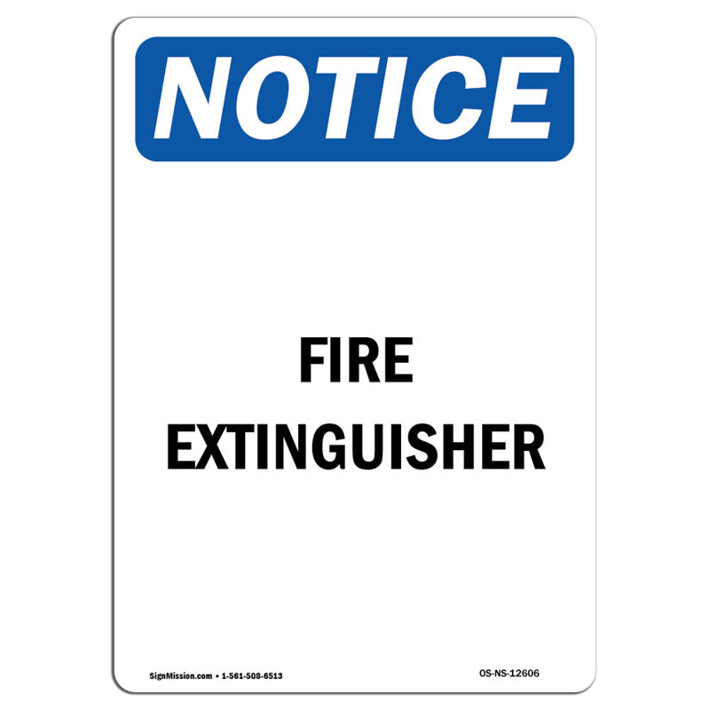 Enseigne d'extincteur en aluminium 12 x 18