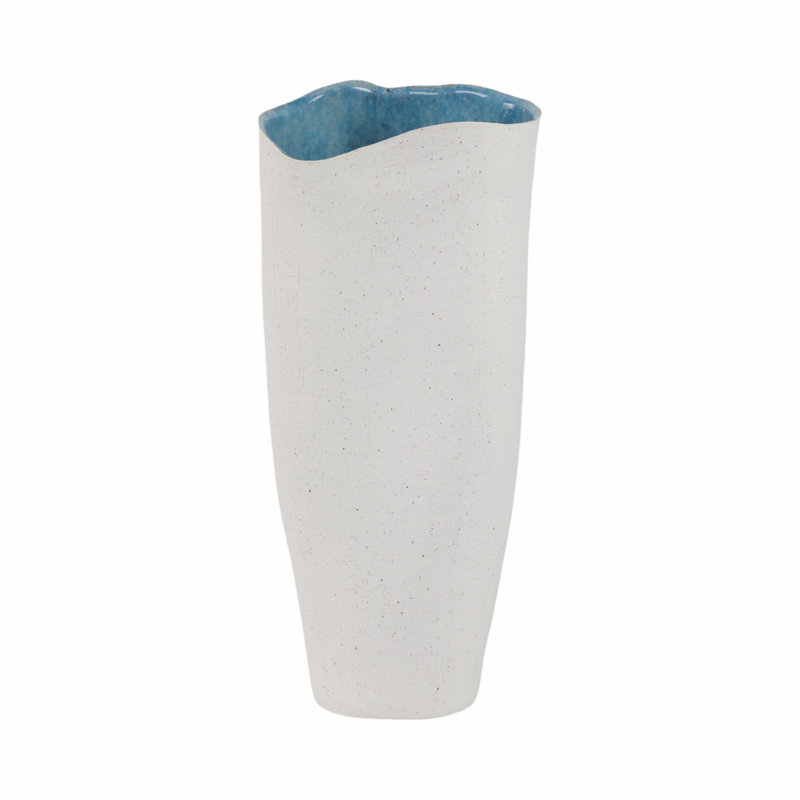 Vase Ceramic and Stoneware Coastal Style with Organic Rim and Speckled Texture for Modern Handmade Look Accent Decor