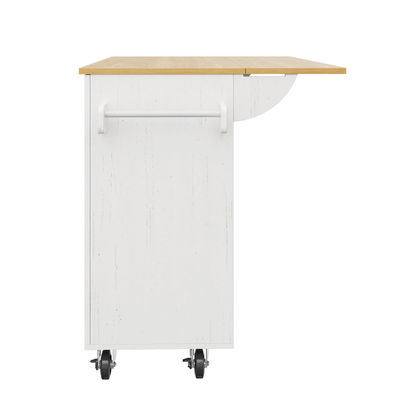 Wood Kitchen Island, White