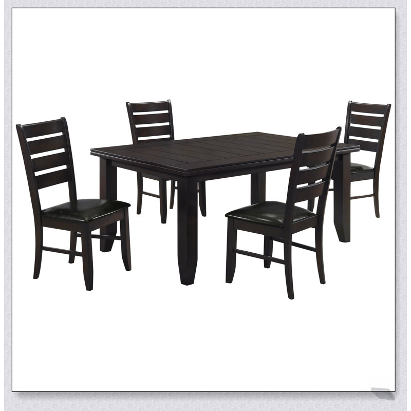Ensemble de salle à manger 5 pièces avec table de style planche et chaises ergonomiques Cornish Cappuccino, parfait pour les maisons modernes et traditionnelles