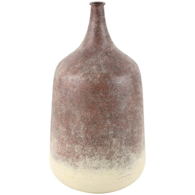 Cashon Metal Distressed Textured Ombre Copper Decorative Vase with Cream Accent