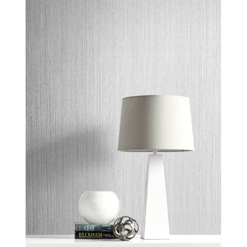 Glitter Natural Stria 33' L x 20.5" W Wallpaper Roll, Grey Mist & Glitter
