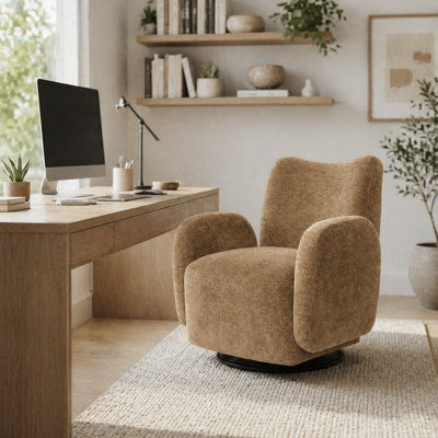 Fauteuil d'appoint pivotant à 360 ° avec tissu rembourré doux, dossier ergonomique confortable, conception compacte peu encombrante, sièges multifonctionnels pour le salon, le bureau, le bureau personnel, les espaces de loisirs