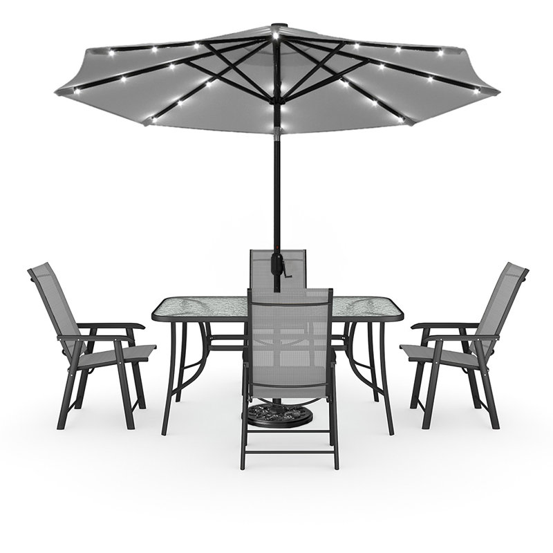 Aamorah 4 - Person Patio Dining Set with Rectangular Table, Grey