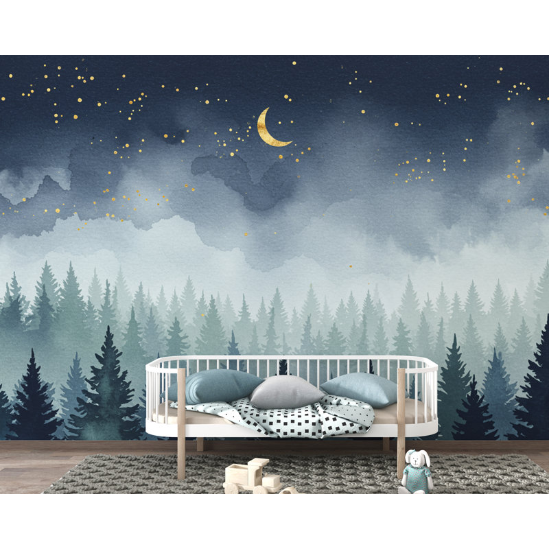 Dreamy Night Forest, 80 po x 120 po, Premium Non-Woven