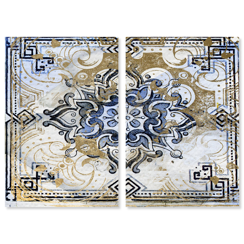 Motif de carreaux grecs - bleu moderne et contemporain - impression sur toile, H 36 po x l 48 po x P 1,5 po
