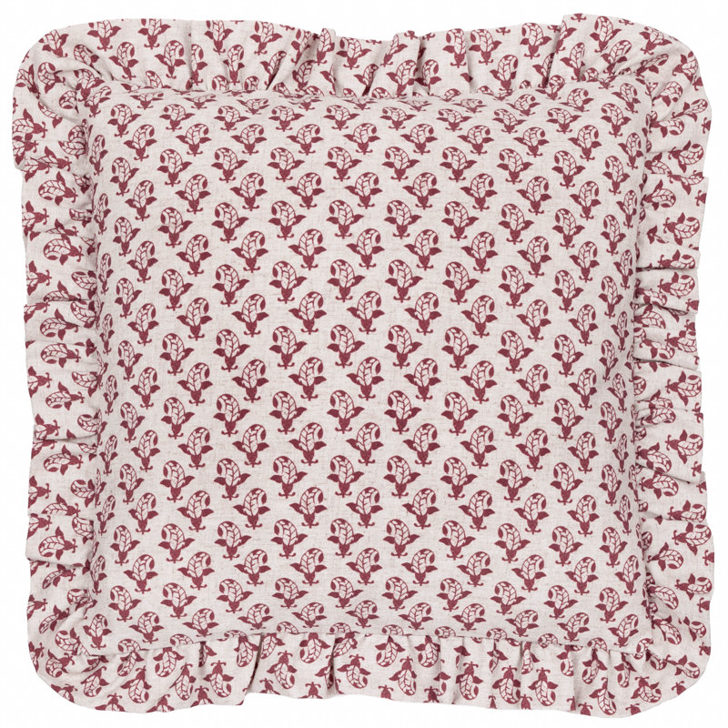 Floral Square Pillow Cover, Red