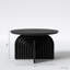 Table basse à piédestal 30 po en bois massif avec base sculpturale arquée - Finition noir mat  