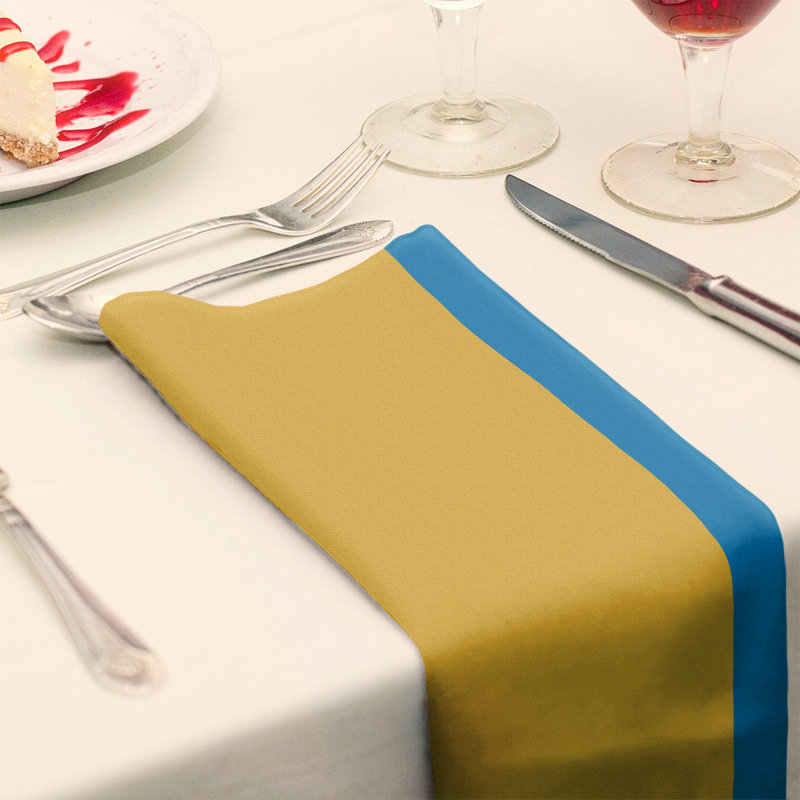 Oklahoma City Striped Square Napkin, Yellow/Basketball Blue/White, 10" W x 10" L, Polyester