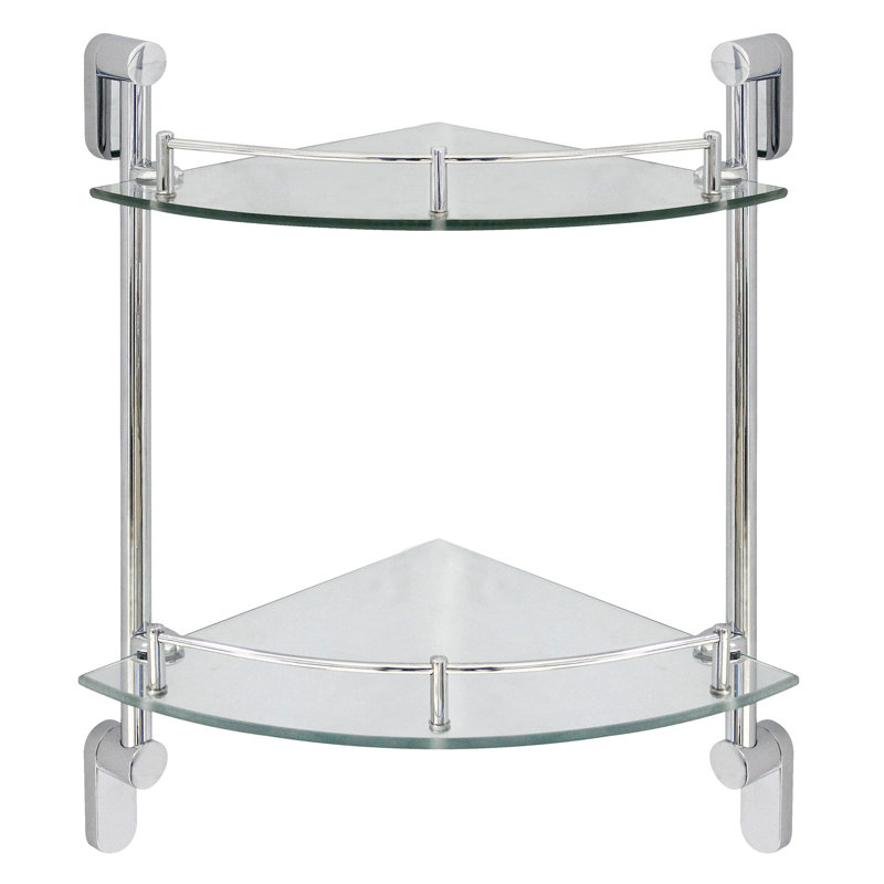 Étagère murale d’angle double Azahara, Chrome poli