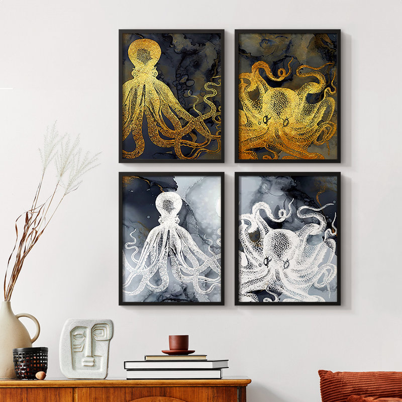 «Lake Como Garden», ensemble de 4 reproductions encadrées, Noir, H 28 po x l 22 po