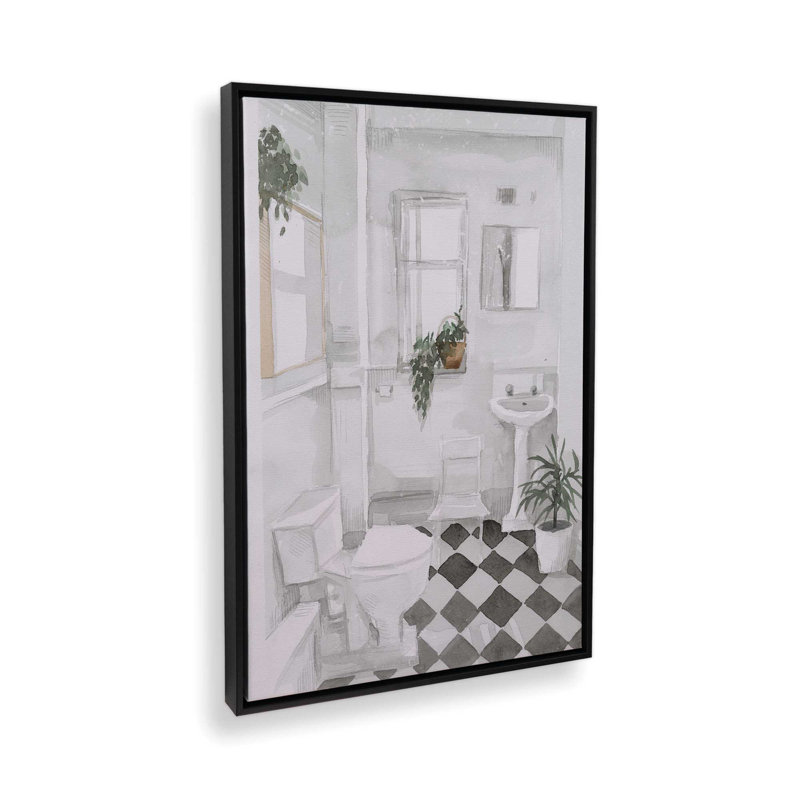 «Bathroom Scene II» par Masey St. Studios, reproduction d'art, 12 W x 18 H, Black, Framed Canvas