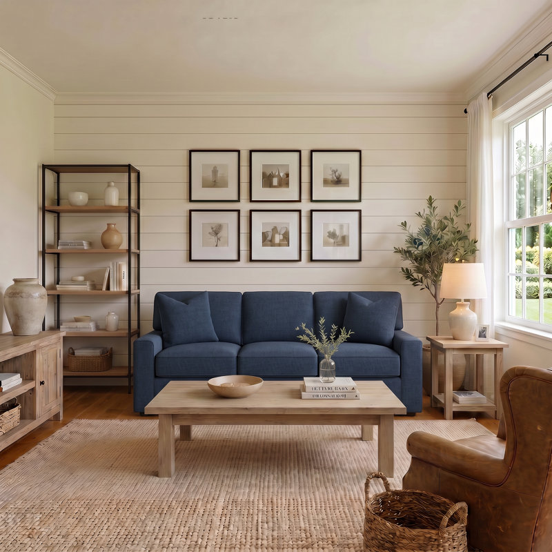 Leigh 84" Square Arm Sofa Bed, Drusky Navy