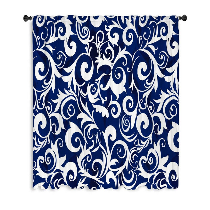 Rideaux à motif floral et voilage à motif floral - 1 panneau, L 53 po x L 87 po