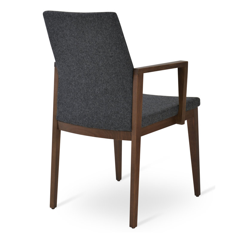 Pasha Wood Arm Chair, Dark Gray Wool, Walnut