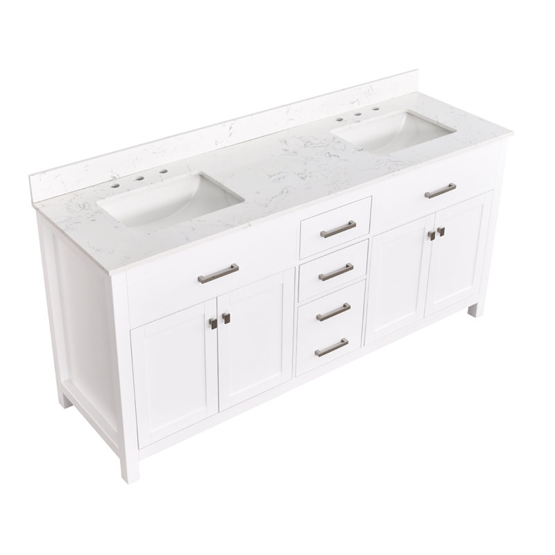 Ignacio 72'' Double Bathroom Vanity With Engineered Stone Top