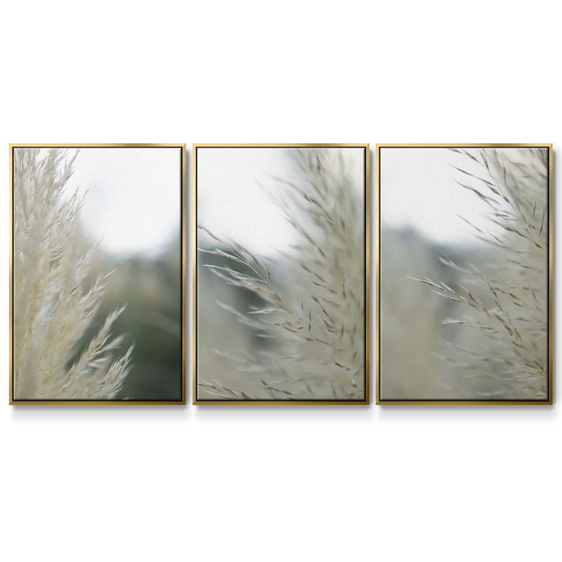 Ensemble de 3 pièces encadrées sur toile, H 27 po x l 54 po, Or