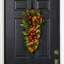 Real Touch Magnolia Leaf & Red Pomegranate Hanging Front Door Christmas Swag Holiday Wall Decor