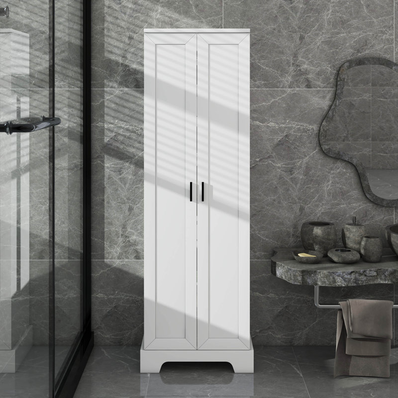 Armoire de rangement avec deux portes pour salle de bain, bureau, tablette réglable, Blanc