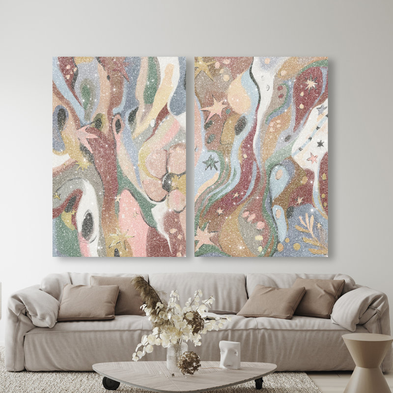 Modern Folk Set Canvas Abstract Print by Oliver Gal, Black Frame, 10 x 15, 30"H x 20"W, Gallery Wrapped