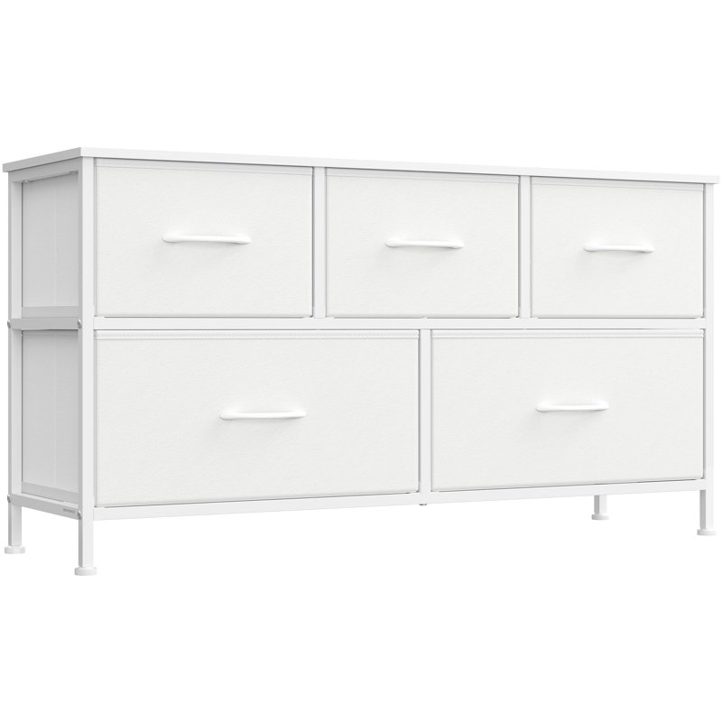Commode 5 tiroirs Modern, Blanc nuage + blanc neige