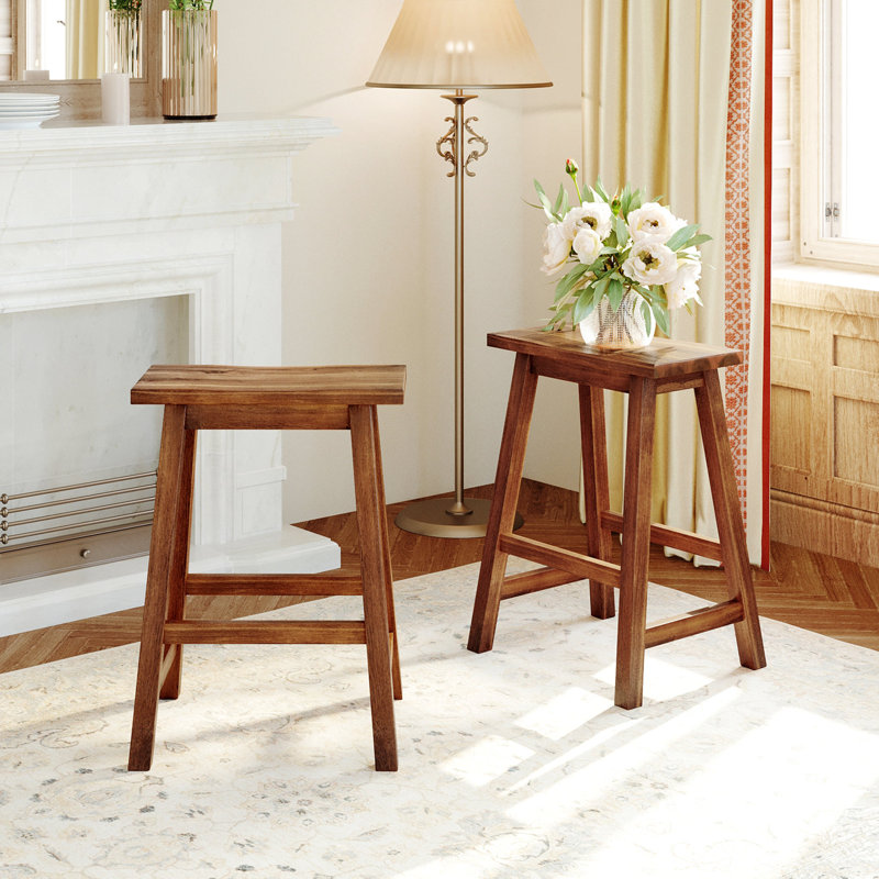 Style Counter Height Stools (2) - Walnut, Space Saving Idea Walnut Kitchen For Small Rooms
