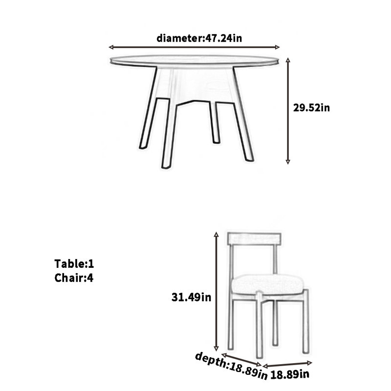 Combinaison de table et chaises en bois