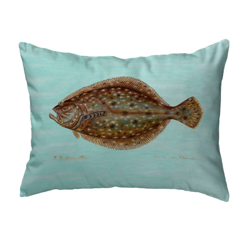  Housse de coussin rectangulaire et insert Flounder on Teal, 11" x 14"