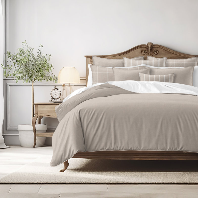 Shay Solid Natural Cotton Comforter Set  8 Piece, Full Comforter + 7 Additional Pieces