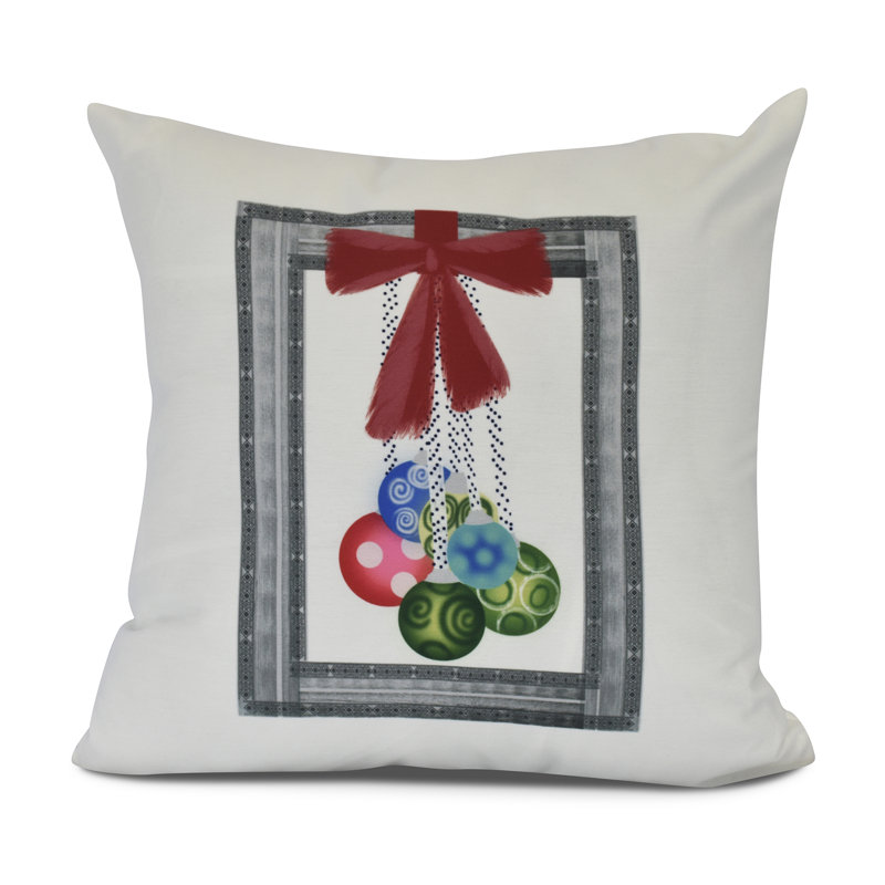 Holiday Essence Outdoor Reversible Throw Pillow, 18" x 18", Gray