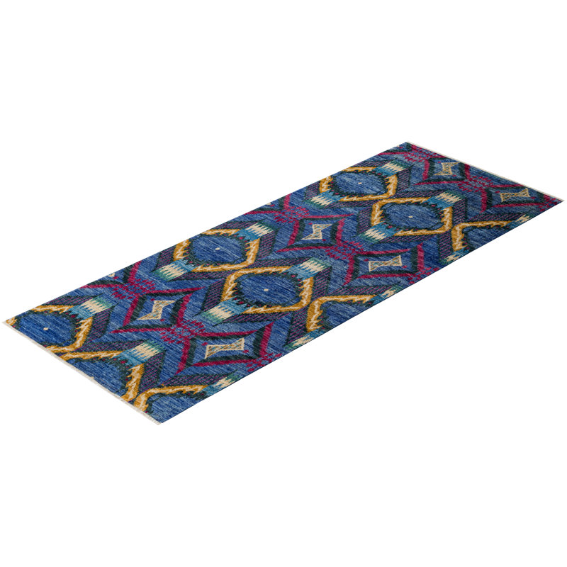 Contemporary One-of-a-Kind 4' 1" X 10' 1" Hand Knotted Area Rug
