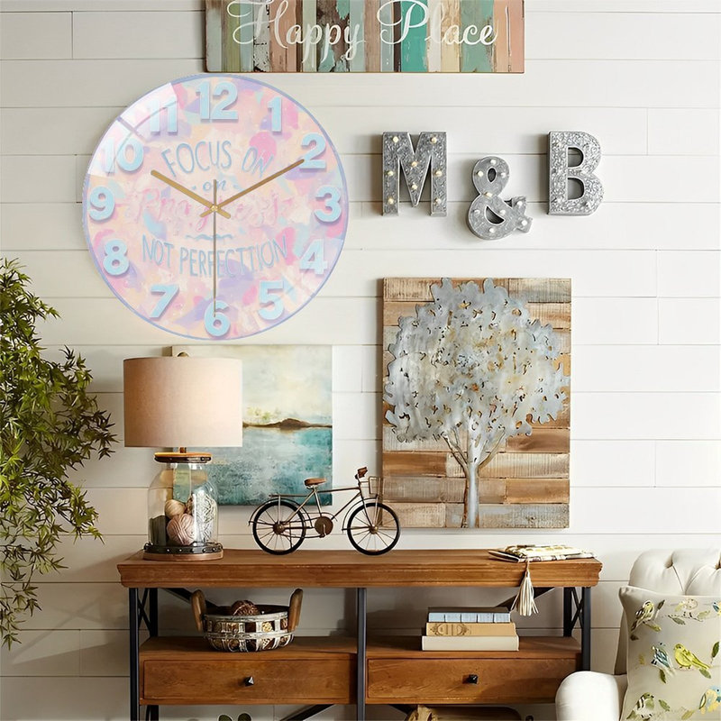 Horloge murale en verre pastel 12 po