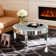 Glass Round Coffee Table Mirrored Diamonds Inlay
