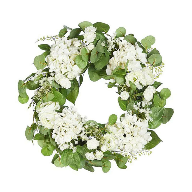 Handcrafted Faux Hydrangea Polyester 24'' Wreath