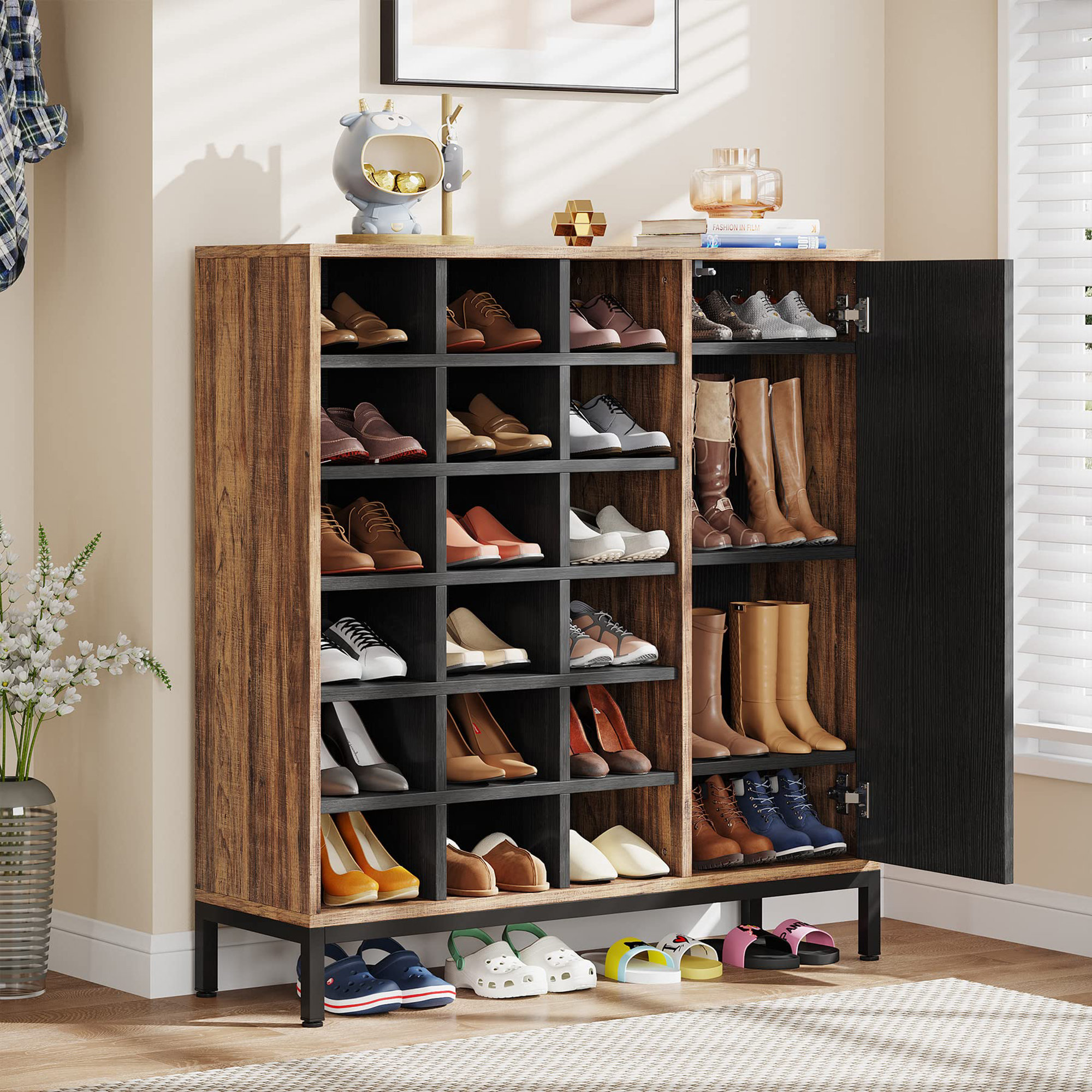 Everly Quinn 22 Pair Shoe Storage Cabinet Wayfair