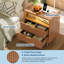 Table de chevet cannelée avec lumières DEL, table de chevet en bois à 2 tiroirs pour la chambre à coucher, table de chevet moderne avec rangement, table de bout en panneau de fibres à densité moyenne pour le salon, conception anti-basculement