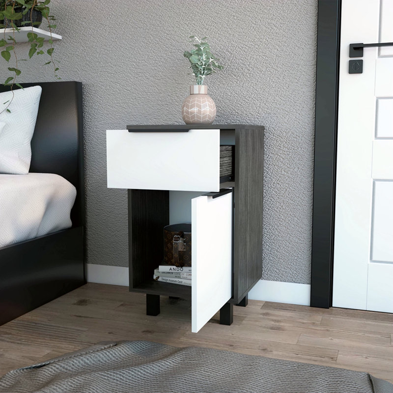 Table de chevet 1 tiroir, Gris